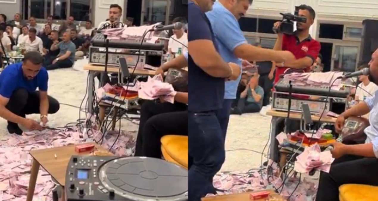 Sanatçı “yeter” dedi dinlemediler! Hurdacılar köyünde bahşiş şovu